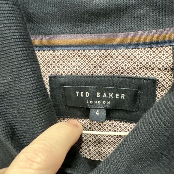 Ted Baker London Mens Navy Pull Over  Long Sleeve Button Neck Sweatshirt‎ Size 4 - Picture 3 of 9